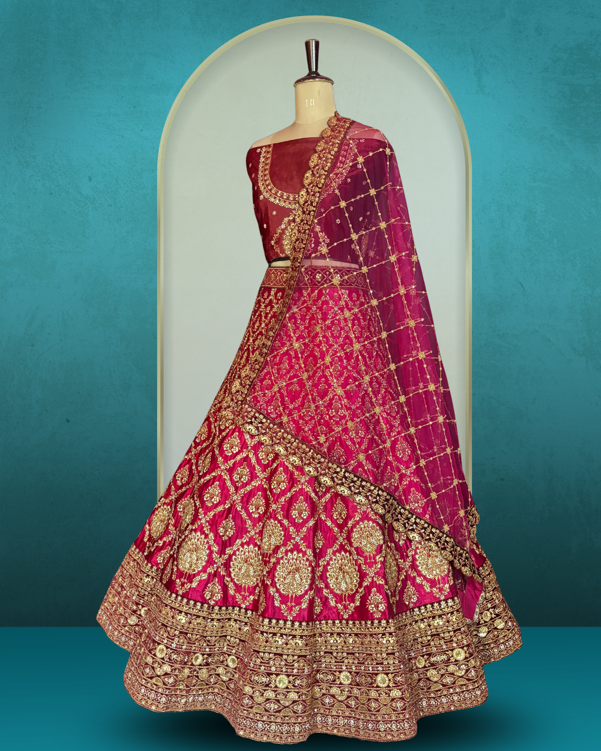Heritage Floral Zari Embroidered Lehenga