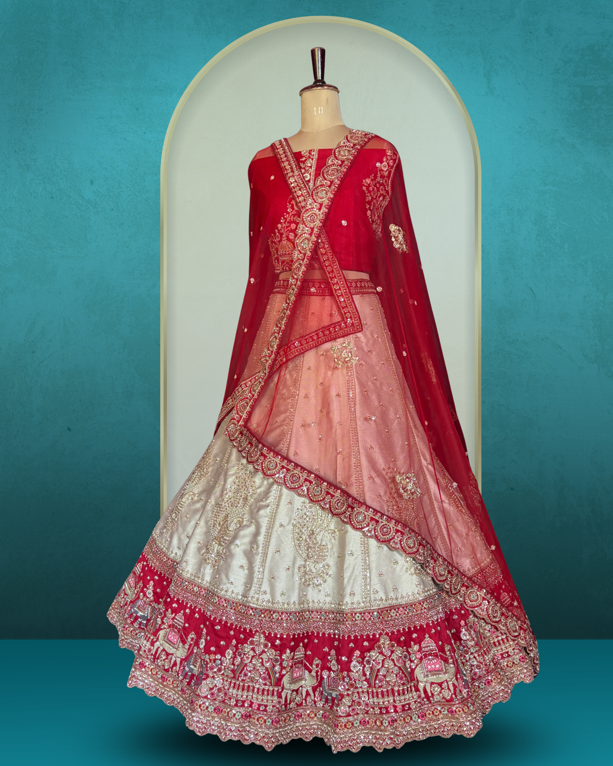 Royal Peacock Heritage  silk Lehenga