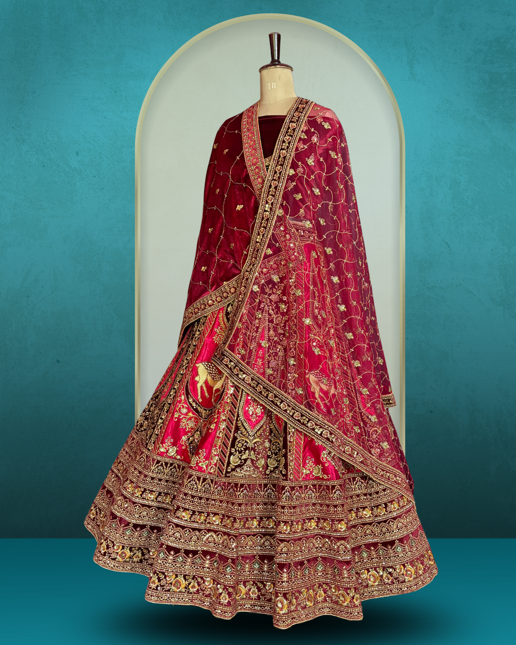 Royal Equestrian Panel Embroidered Lehenga