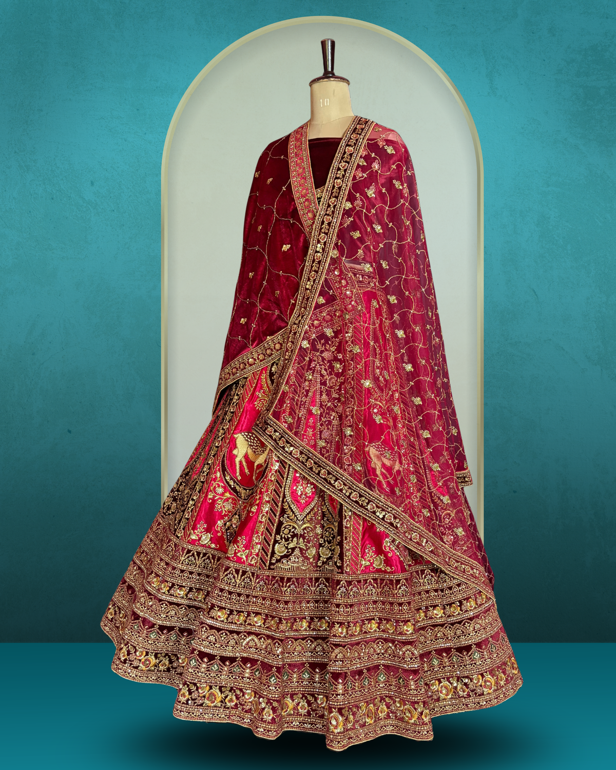 Royal Equestrian Panel Embroidered Lehenga