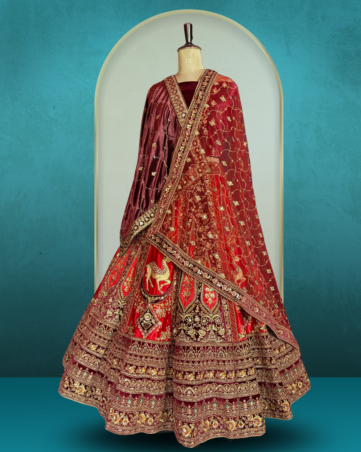 Royal Equestrian Panel Embroidered Lehenga