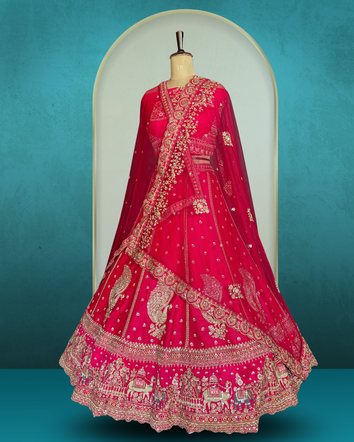 Royal Peacock Heritage  silk Lehenga
