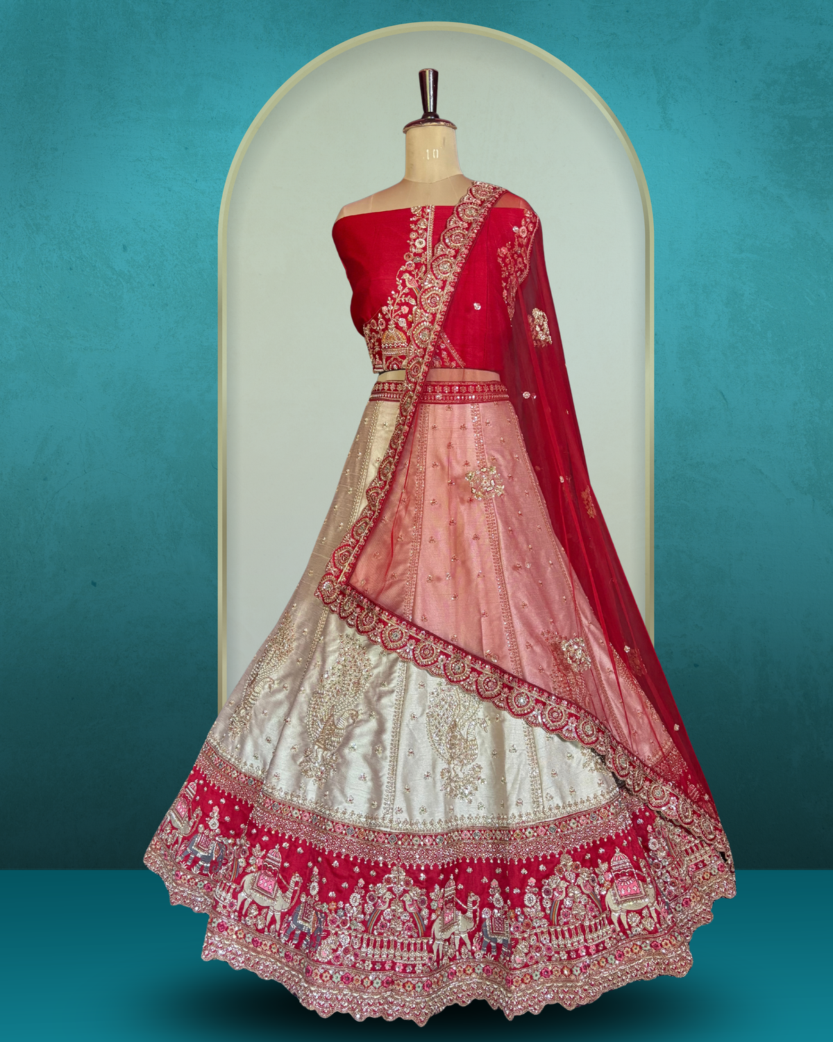 Royal Peacock Heritage  silk Lehenga