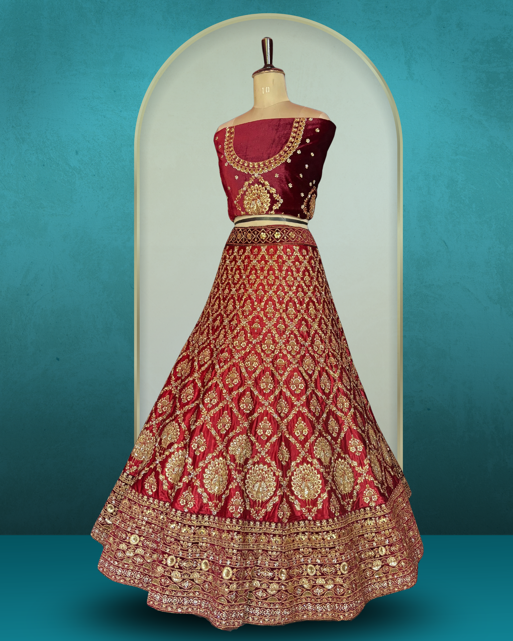 Heritage Floral Zari Embroidered Lehenga