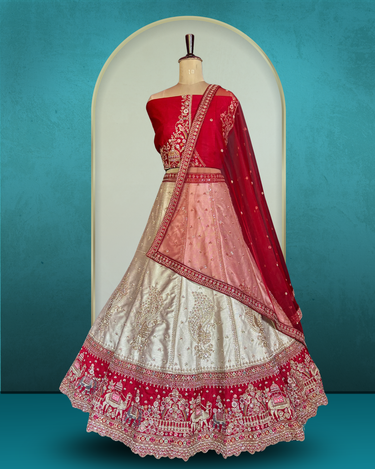 Royal Peacock Heritage  silk Lehenga