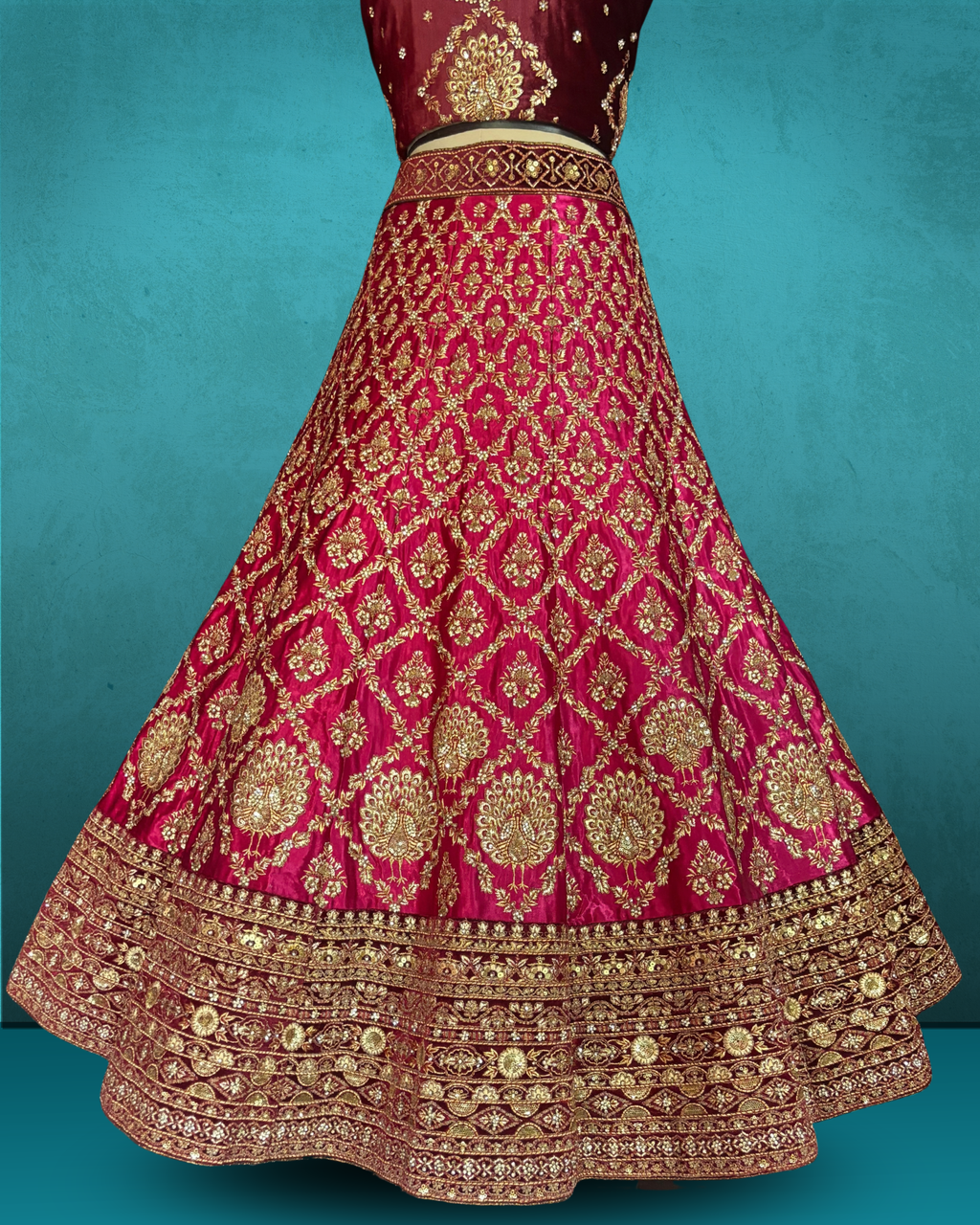 Heritage Floral Zari Embroidered Lehenga