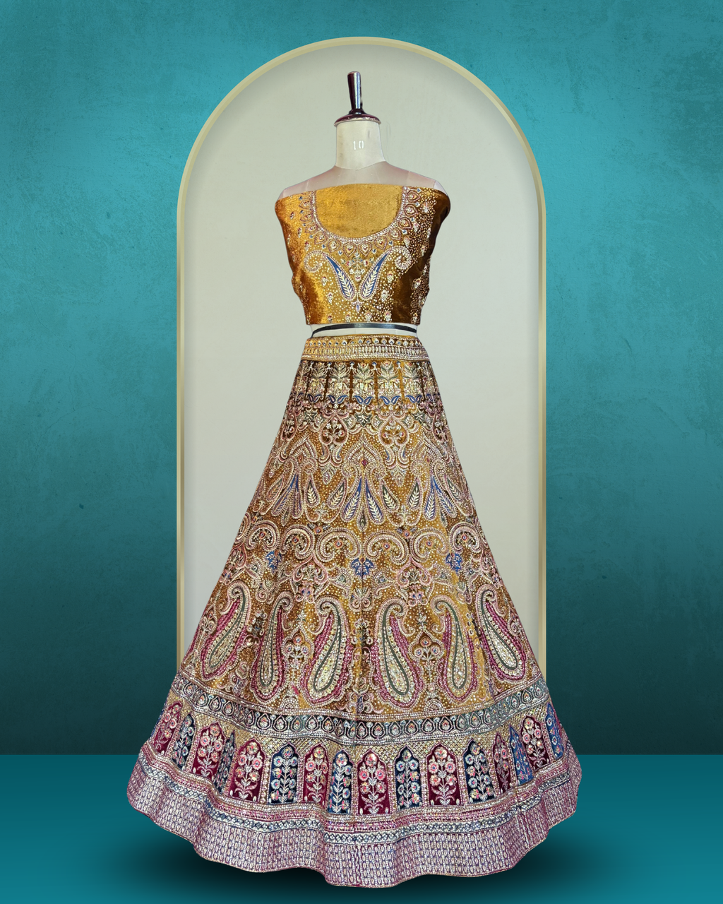 Ornamental Embroidered Velvet Lehenga