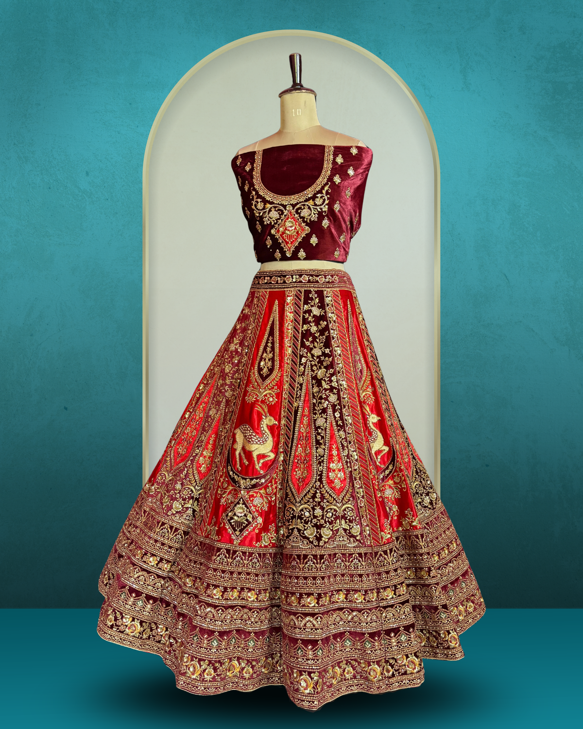 Royal Equestrian Panel Embroidered Lehenga