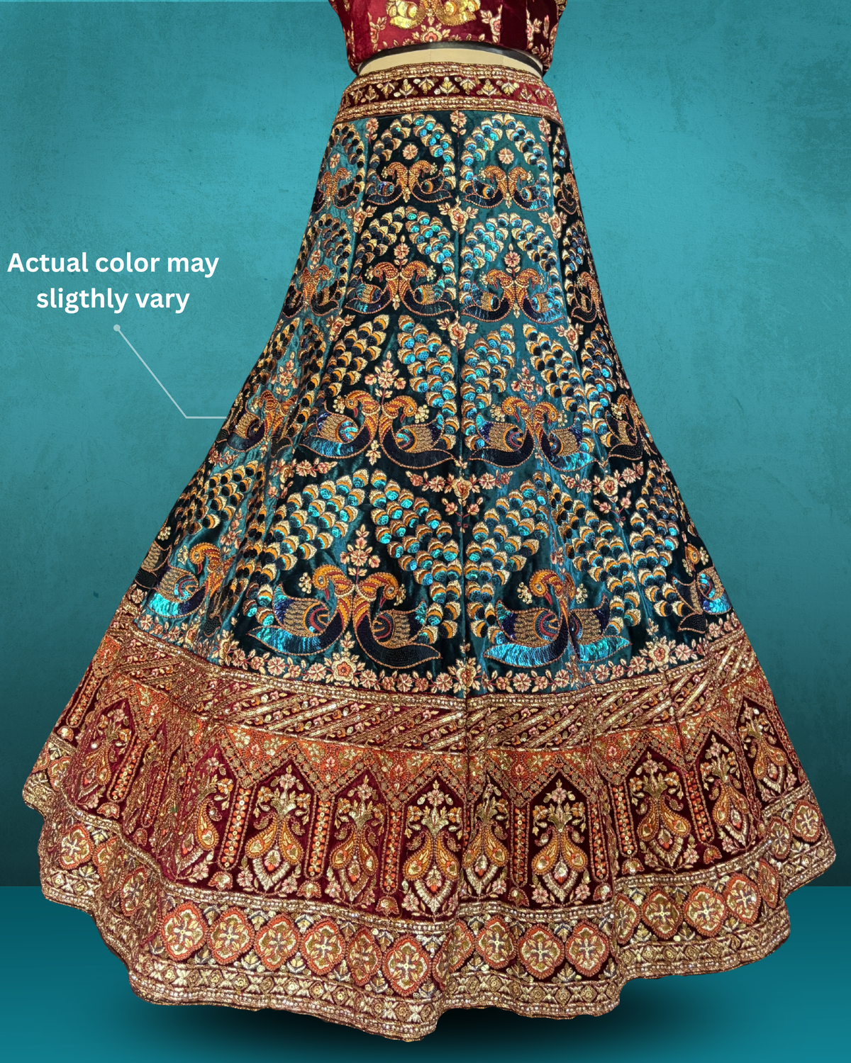 Royal Paisley Peacock Velvet Lehenga