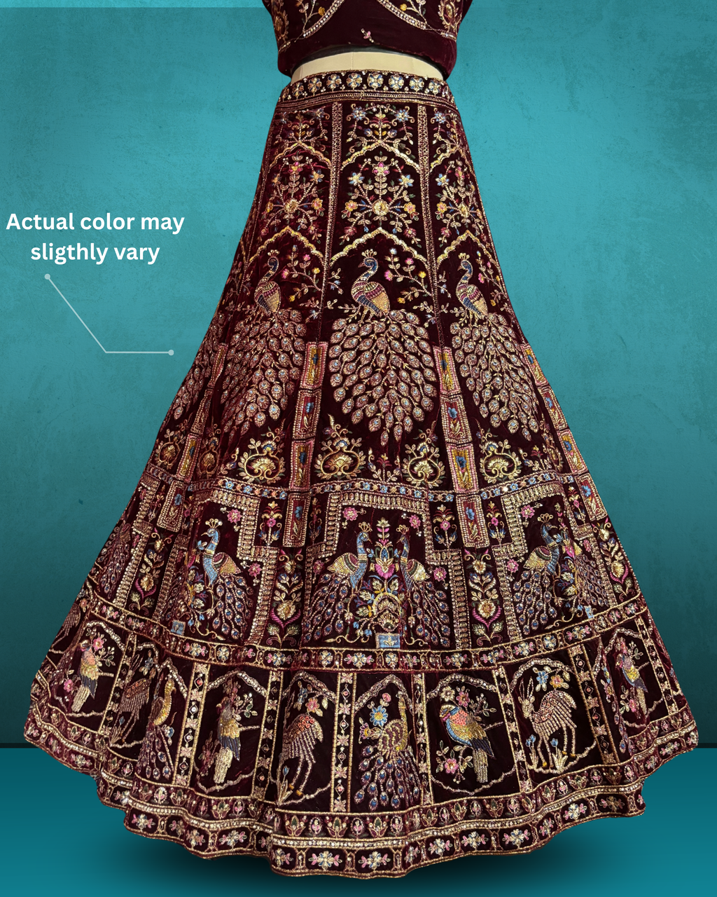 Royal Peacock Motif velvet  Lehenga