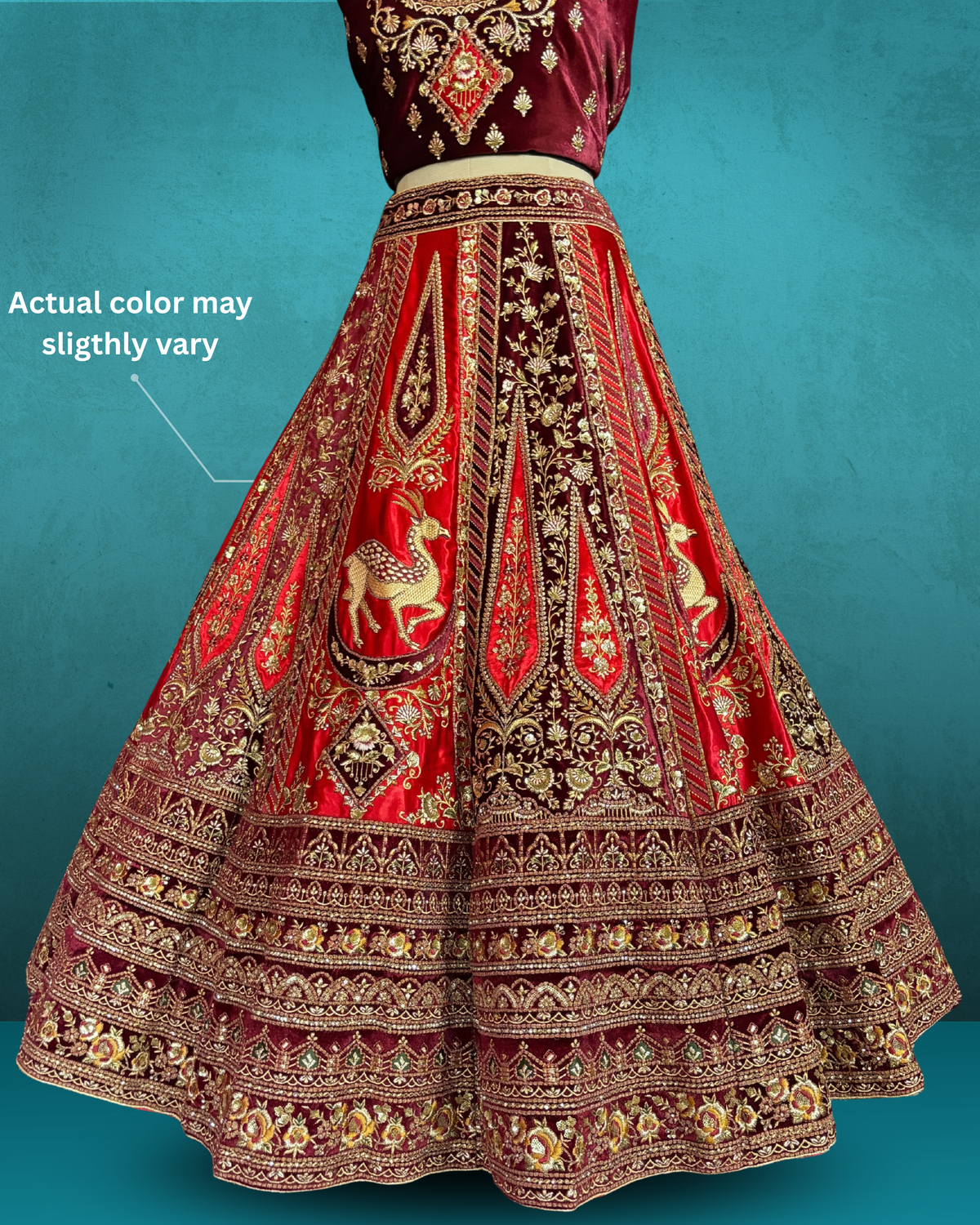 Royal Equestrian Panel Embroidered Lehenga