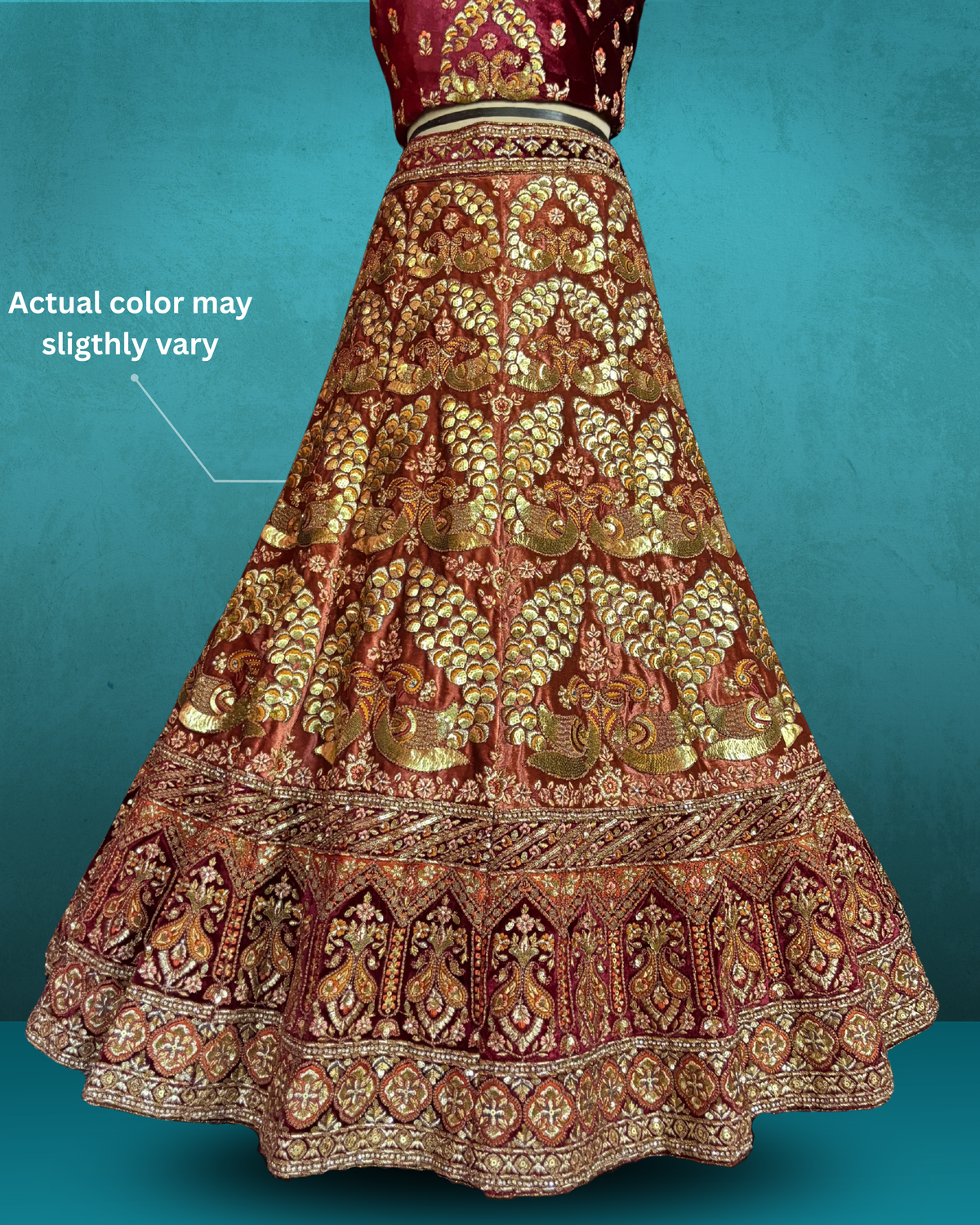 Royal Paisley Peacock Velvet Lehenga