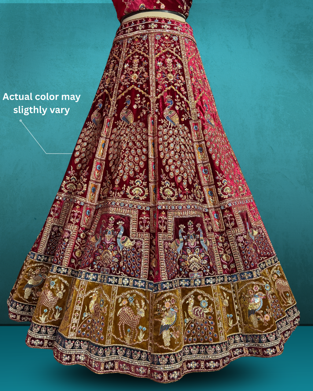 Royal Peacock Motif velvet  Lehenga
