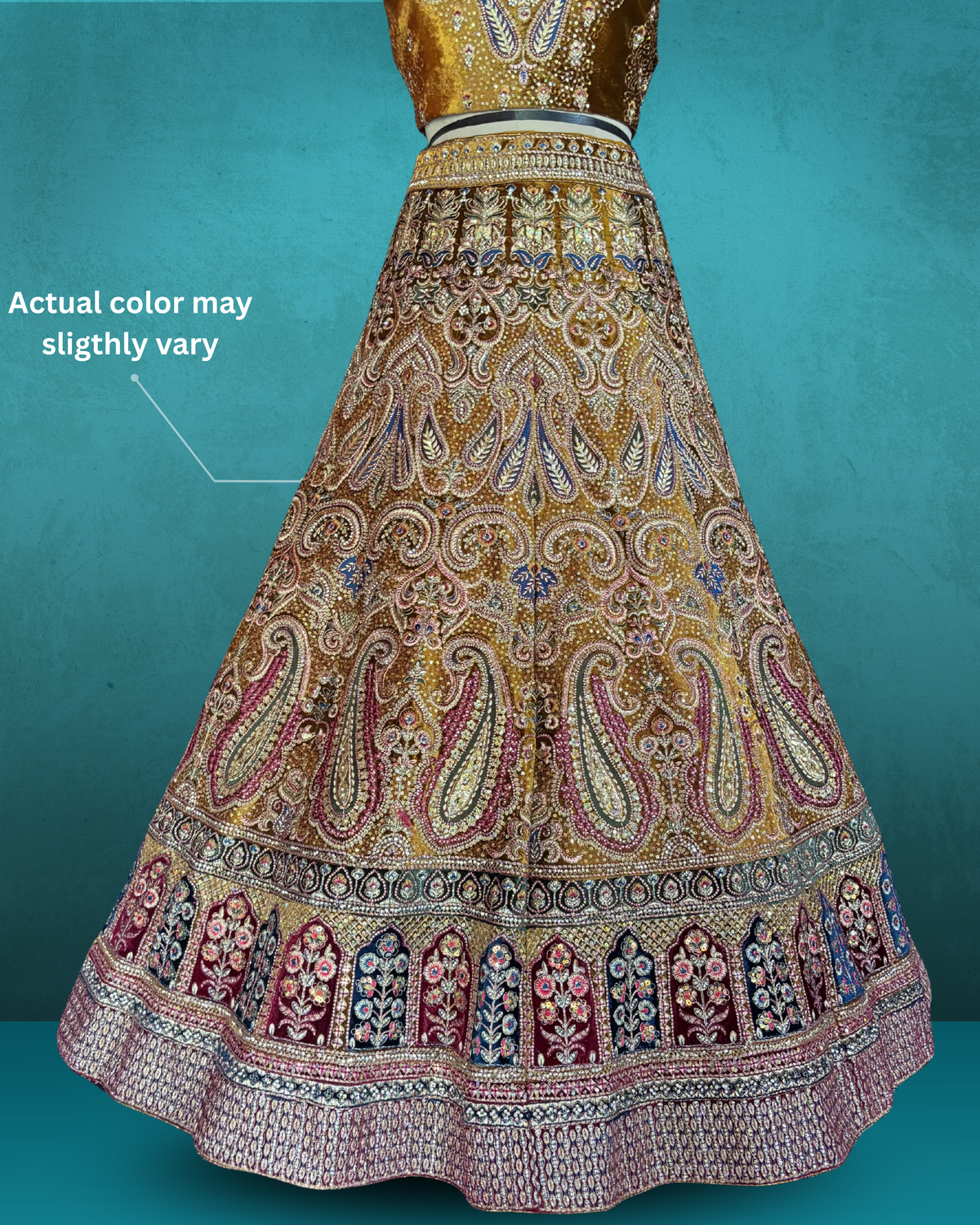 Ornamental Embroidered Velvet Lehenga