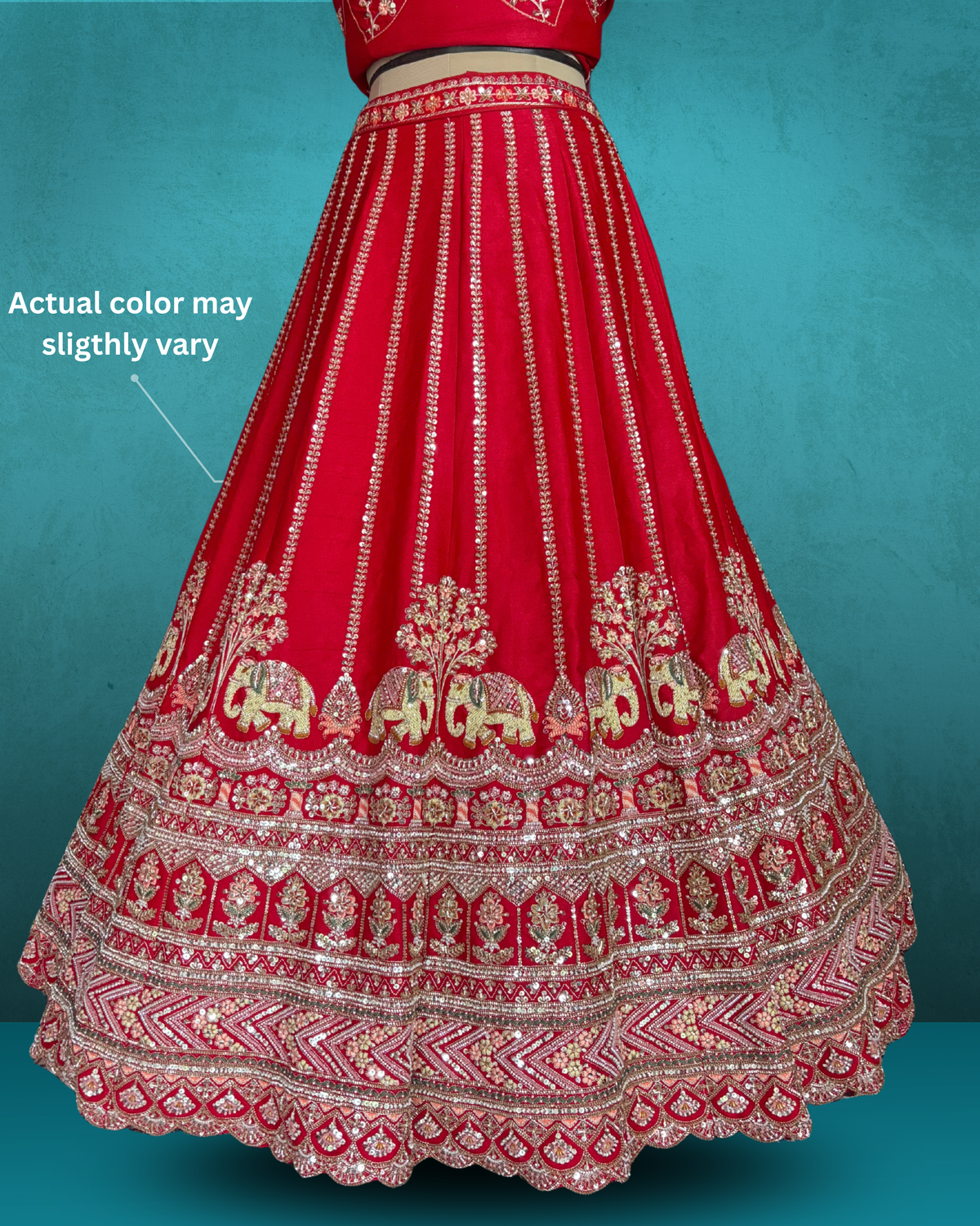 Royal Elephant Motif Silk Lehenga
