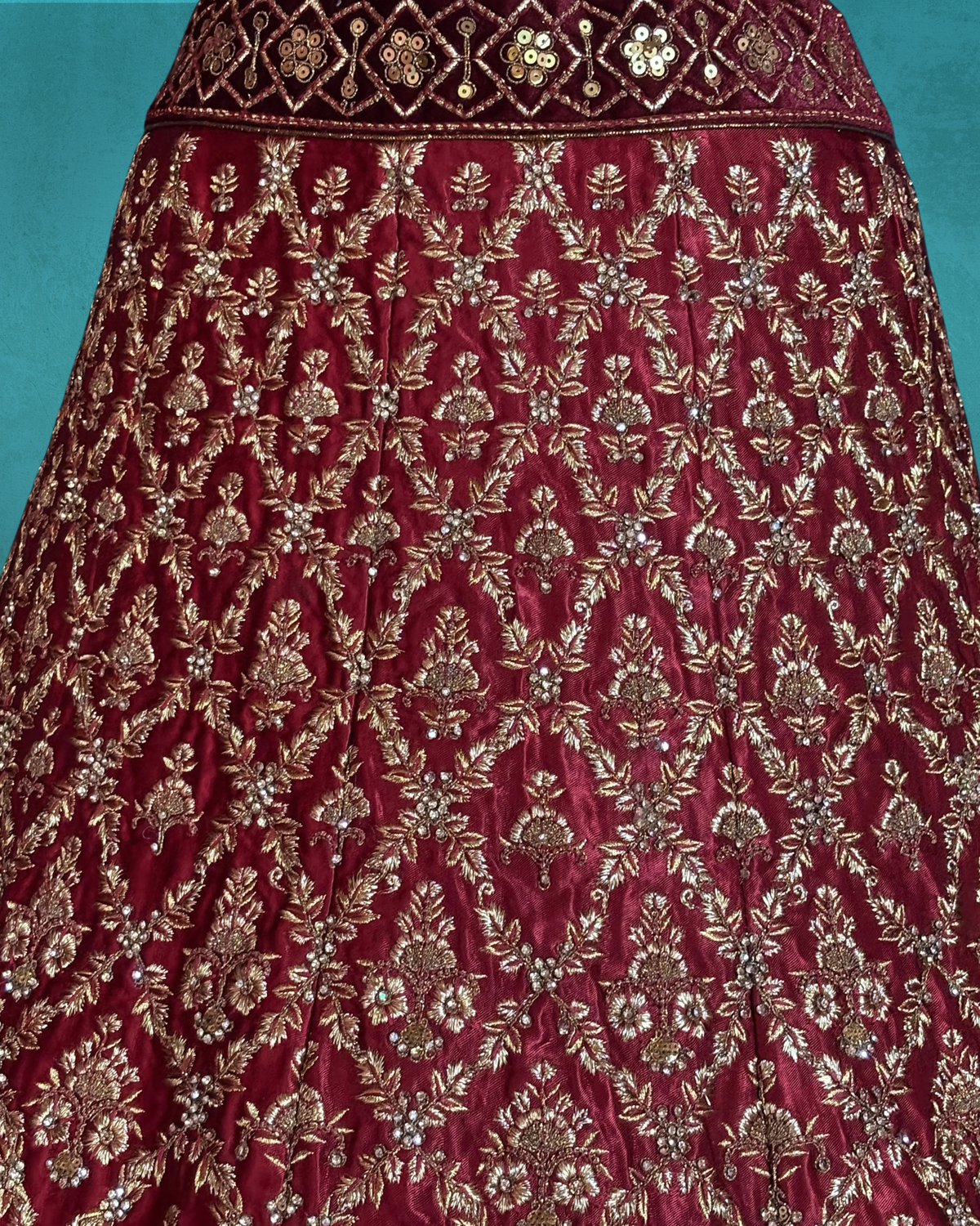 Heritage Floral Zari Embroidered Lehenga