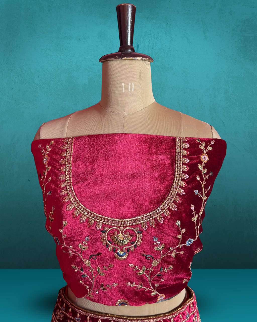 Royal Peacock Motif velvet  Lehenga