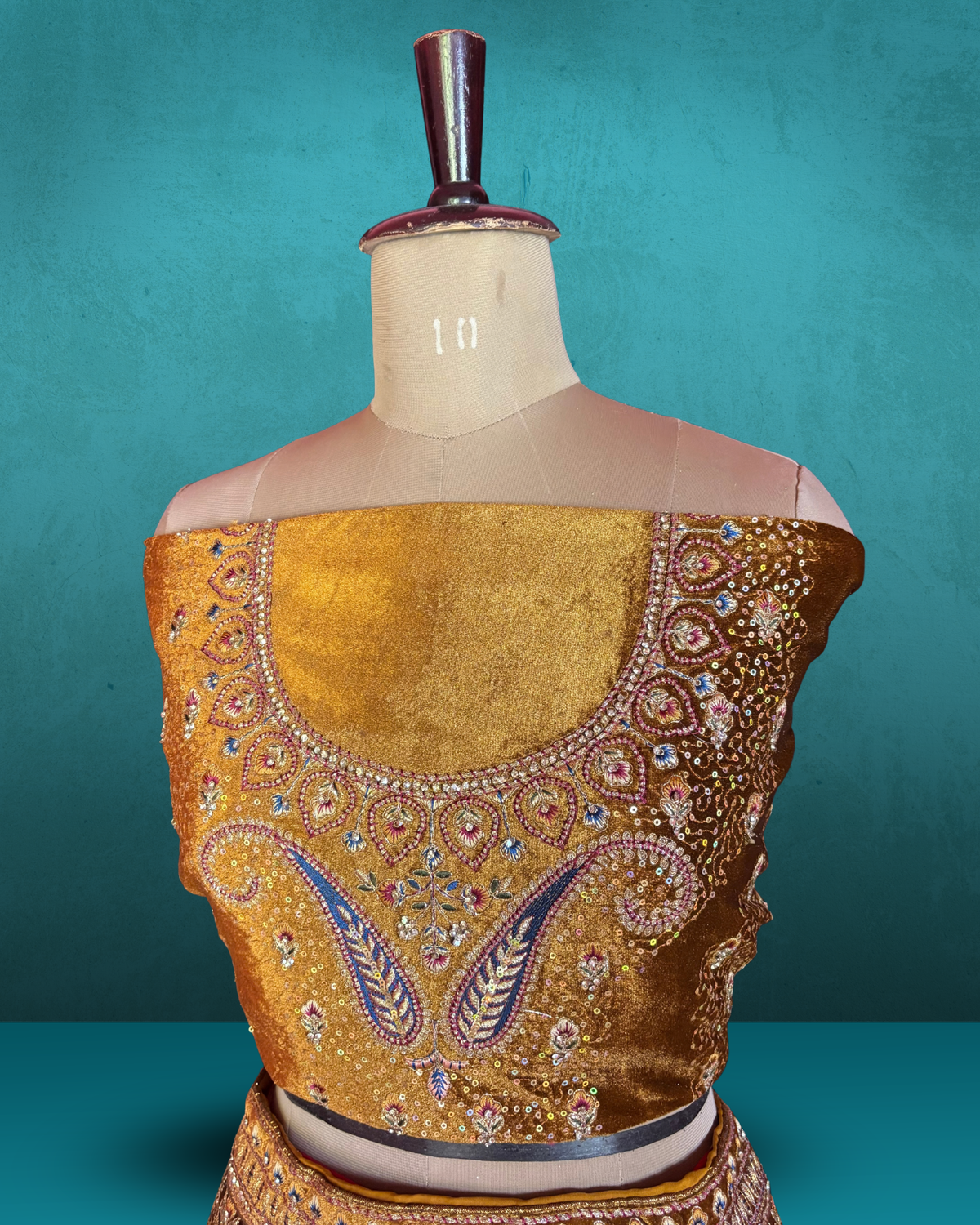Ornamental Embroidered Velvet Lehenga
