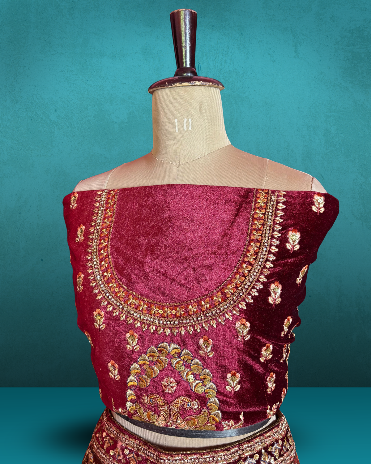 Royal Paisley Peacock Velvet Lehenga