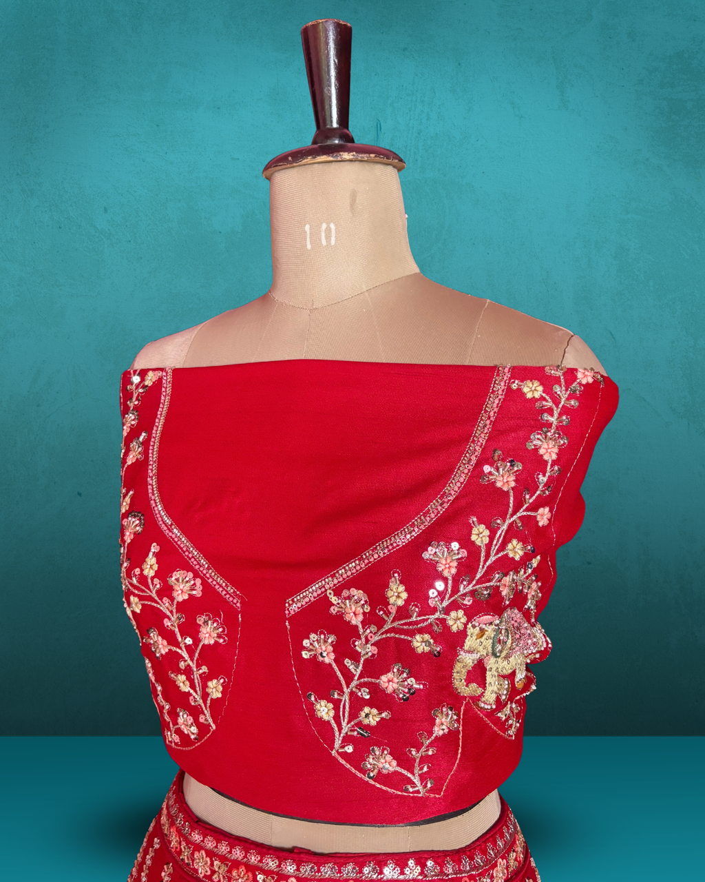 Royal Elephant Motif Silk Lehenga