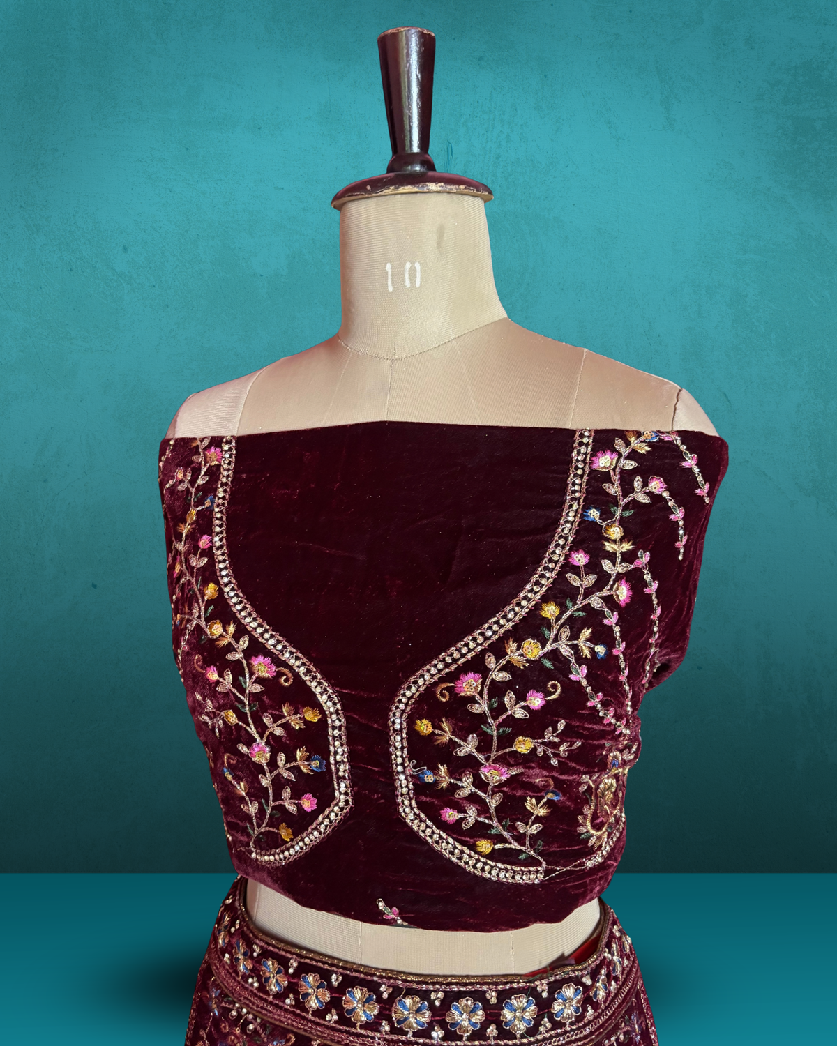 Royal Peacock Motif velvet  Lehenga