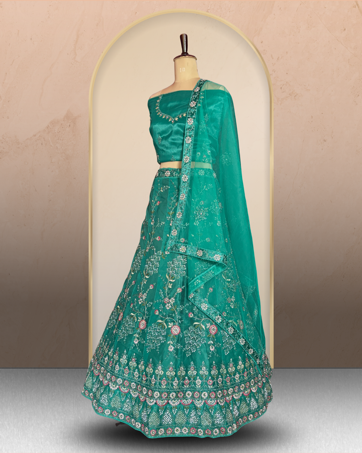 Floral Net Elegance Lehenga