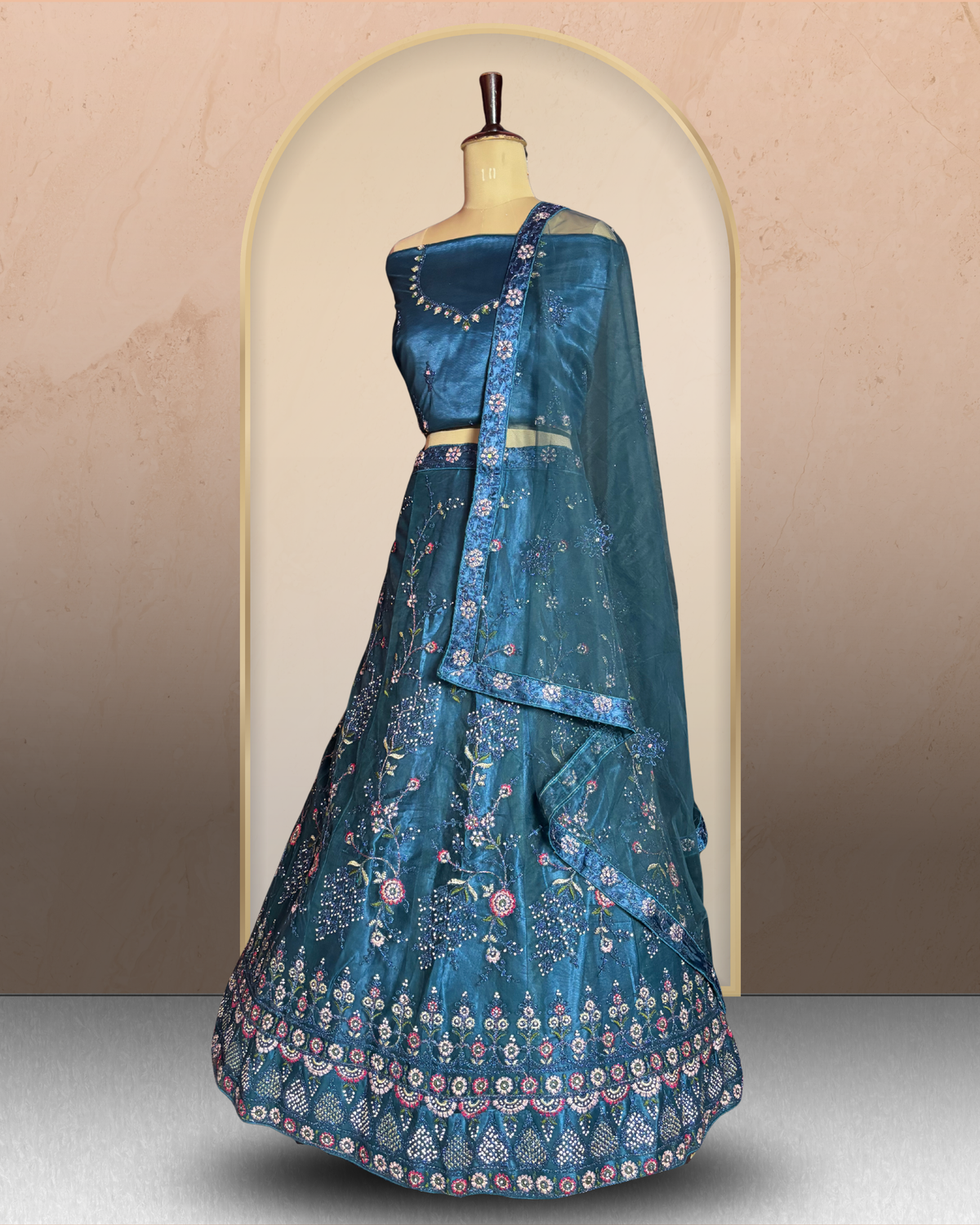 Floral Net Elegance Lehenga