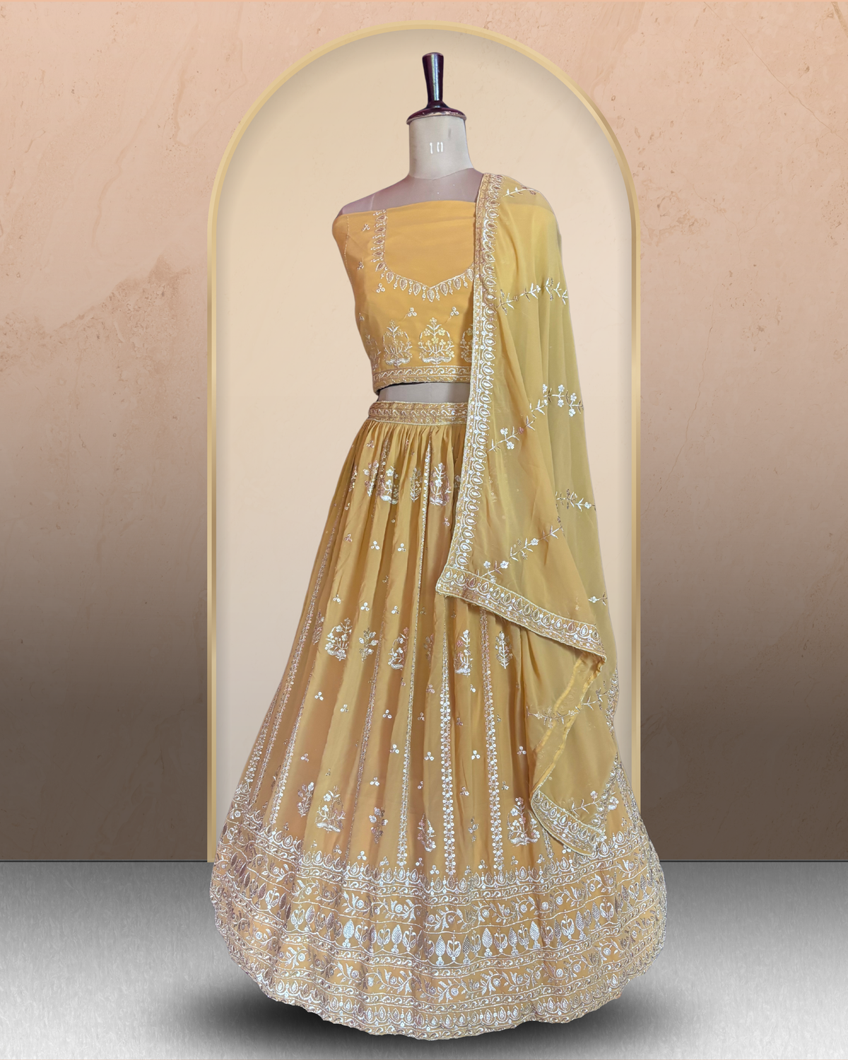 Floral Embroidered Unstitched Lehenga