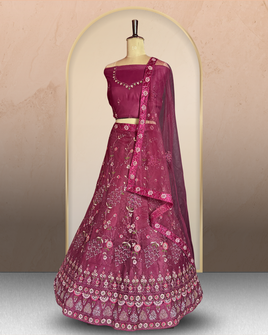 Floral Net Elegance Lehenga