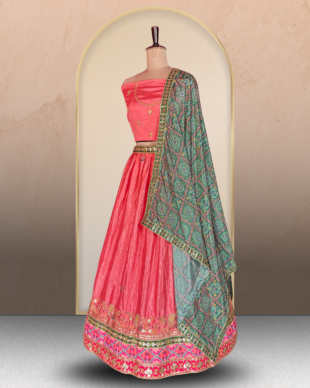 Geometric Bandhani Print Lehenga