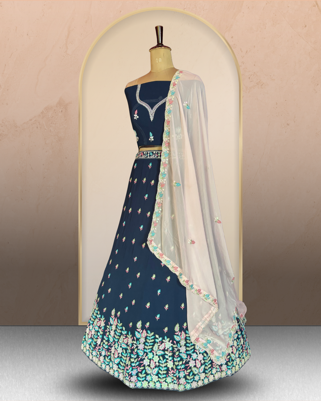 Floral Garden Embroidered Unstitched Lehenga