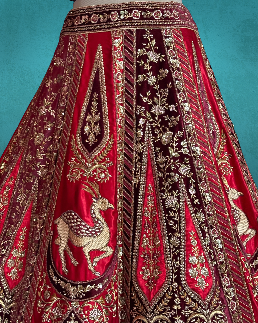 Royal Equestrian Panel Embroidered Lehenga