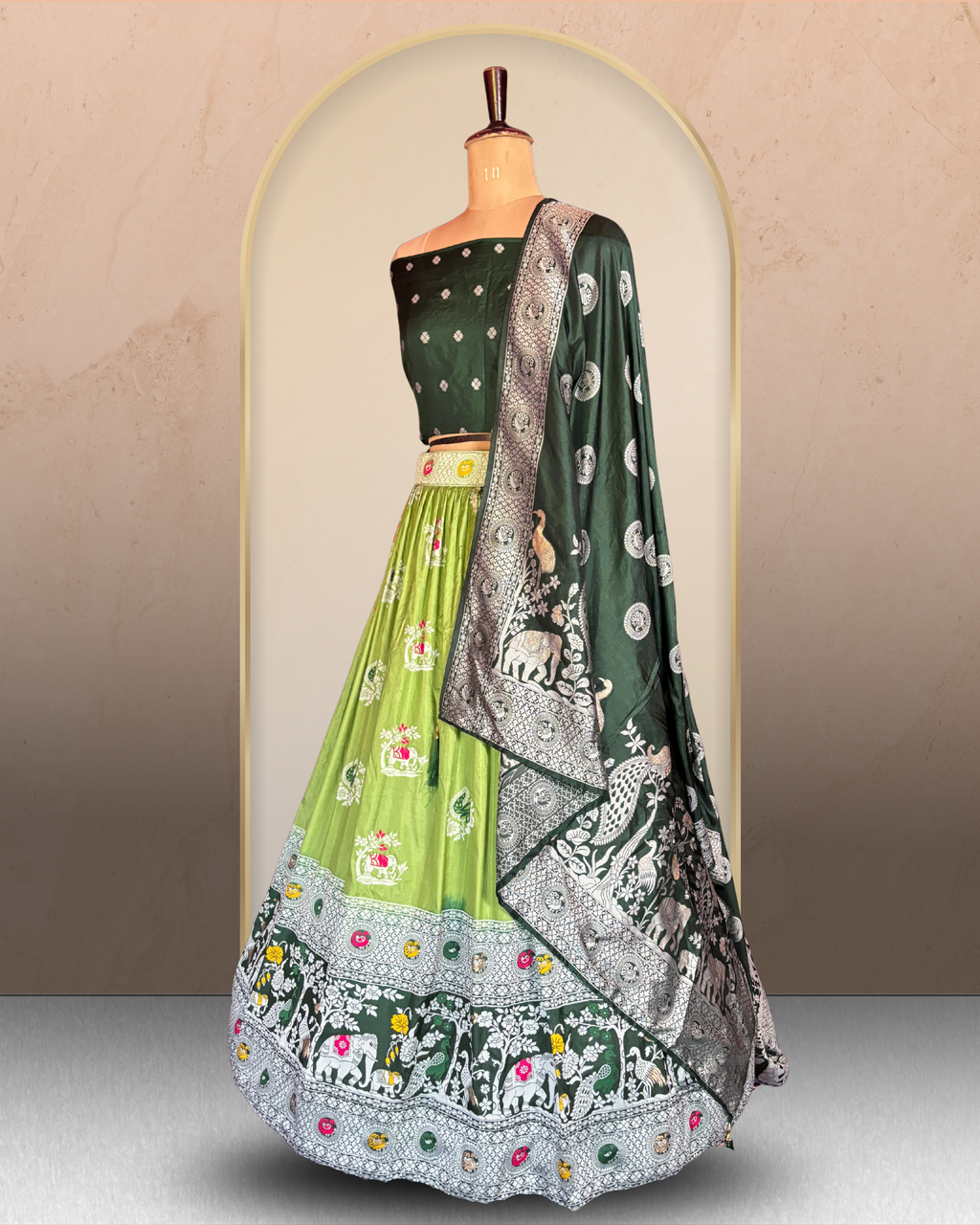 Elephant & Paisley Printed Lehenga