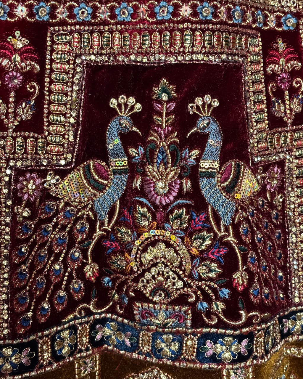 Royal Peacock Motif velvet  Lehenga
