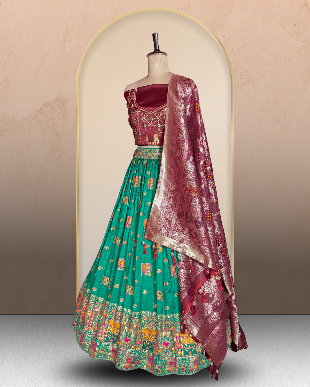Traditional Silk Embroidered Lehenga