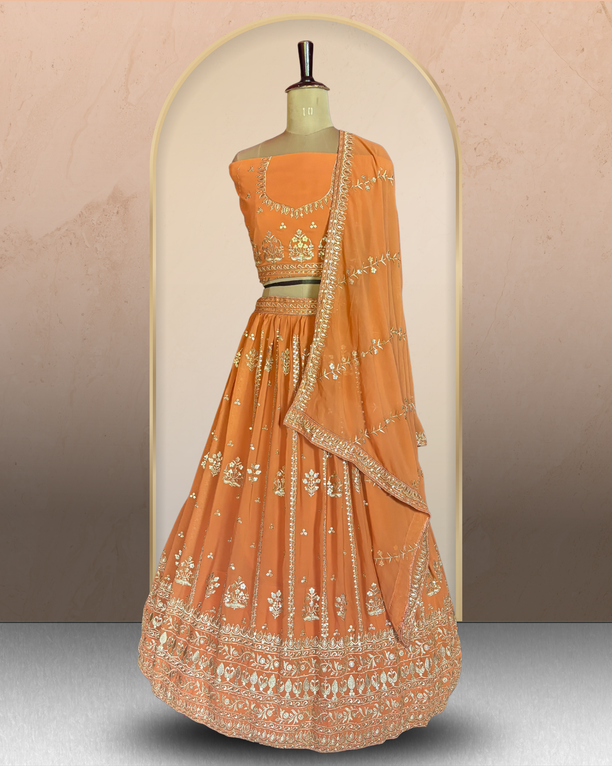 Floral Embroidered Unstitched Lehenga