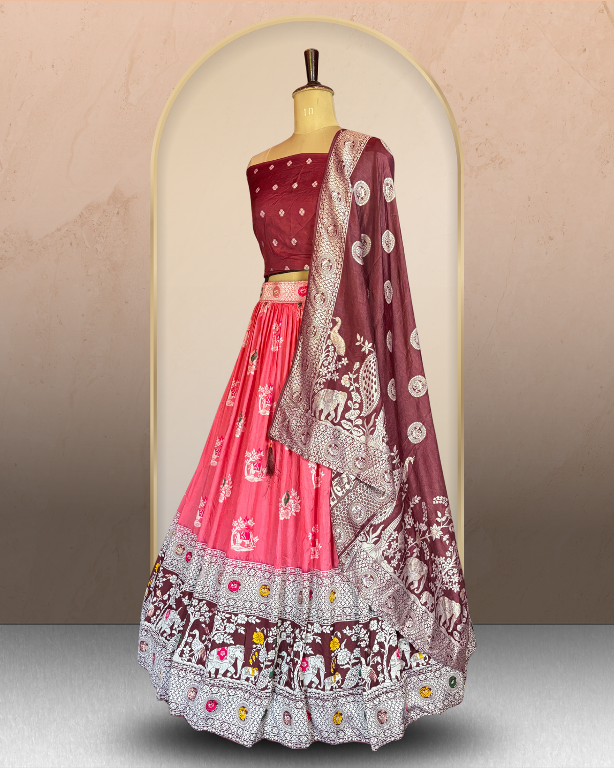 Elephant & Paisley Printed Lehenga