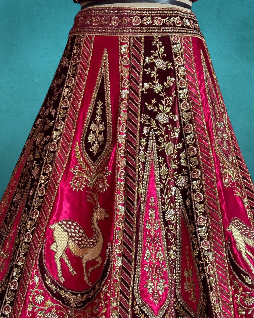Royal Equestrian Panel Embroidered Lehenga