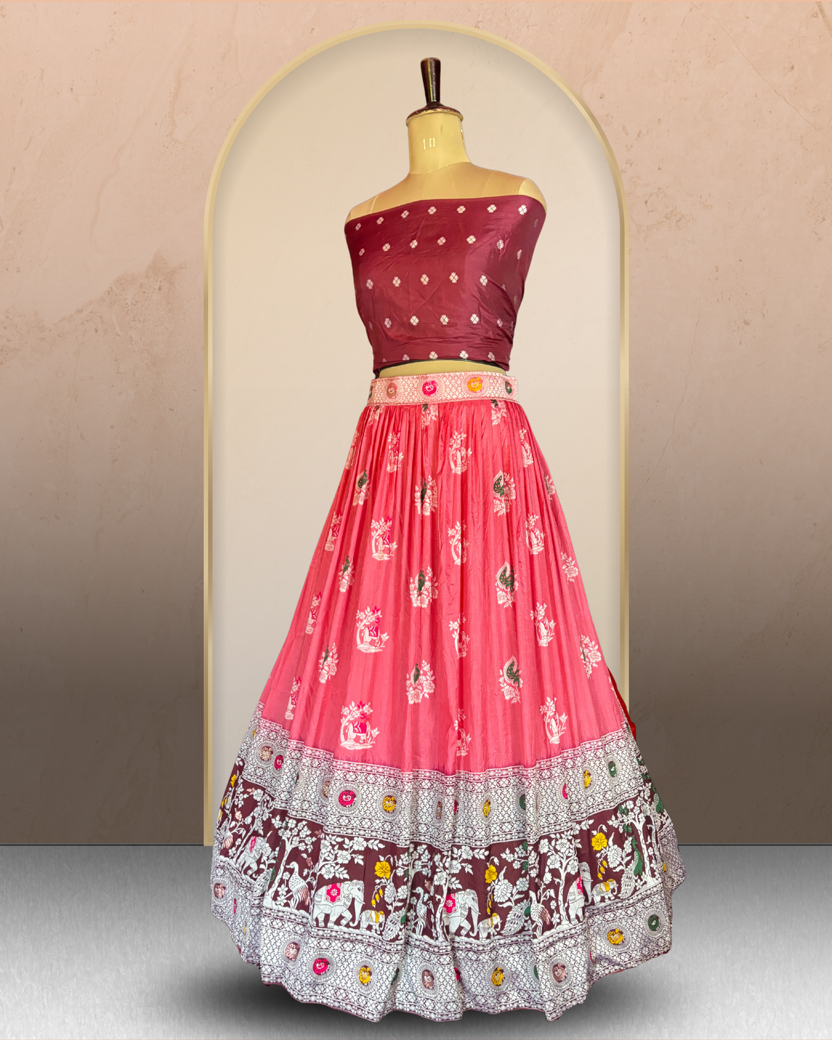 Elephant & Paisley Printed Lehenga