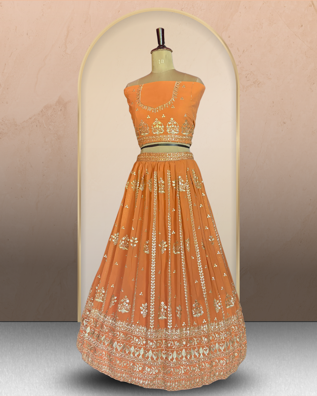 Floral Embroidered Unstitched Lehenga