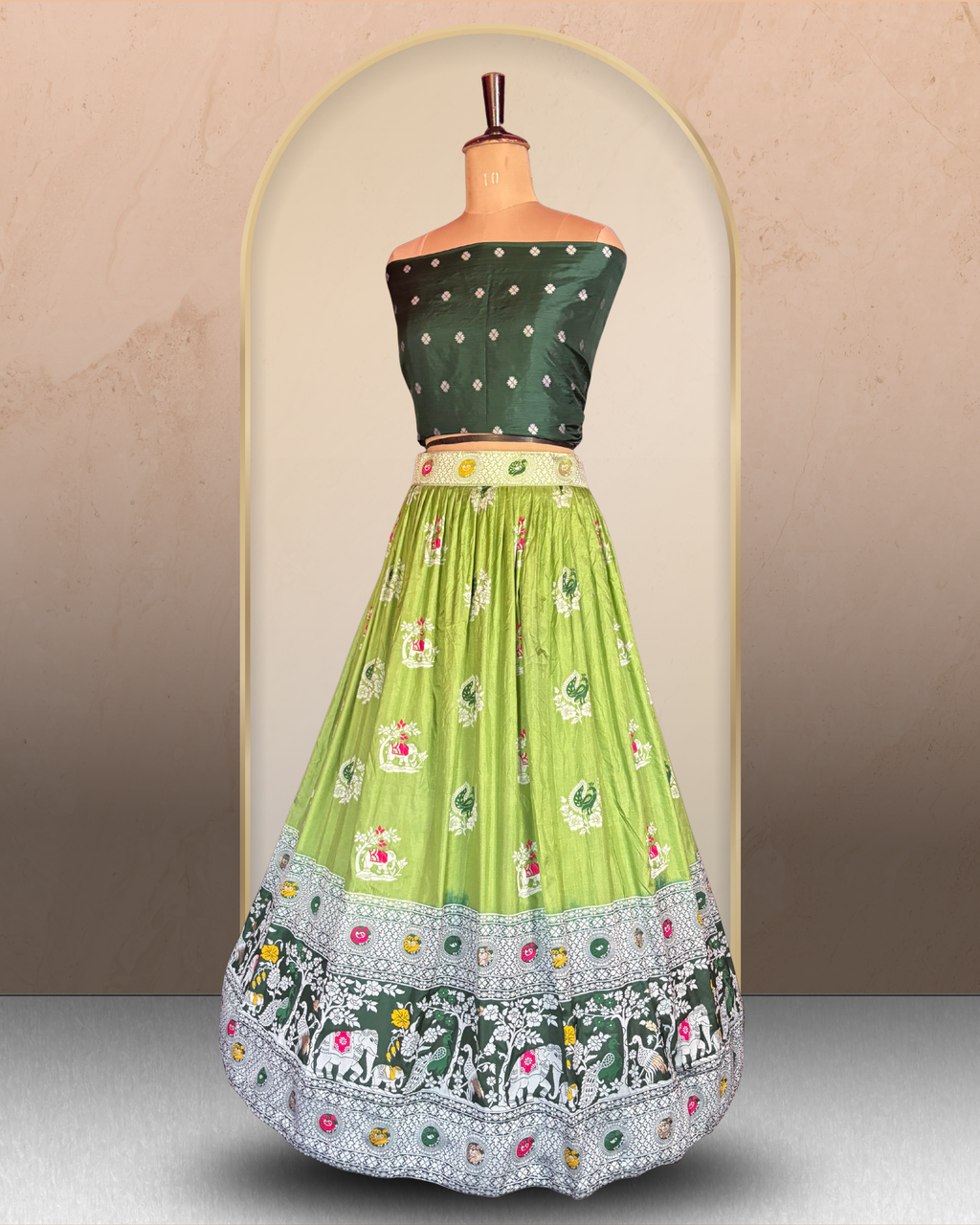 Elephant & Paisley Printed Lehenga