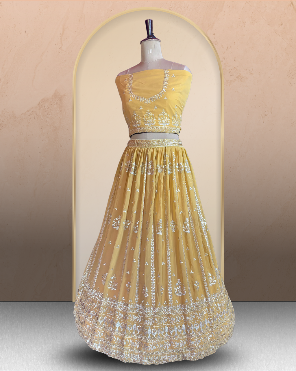 Floral Embroidered Unstitched Lehenga