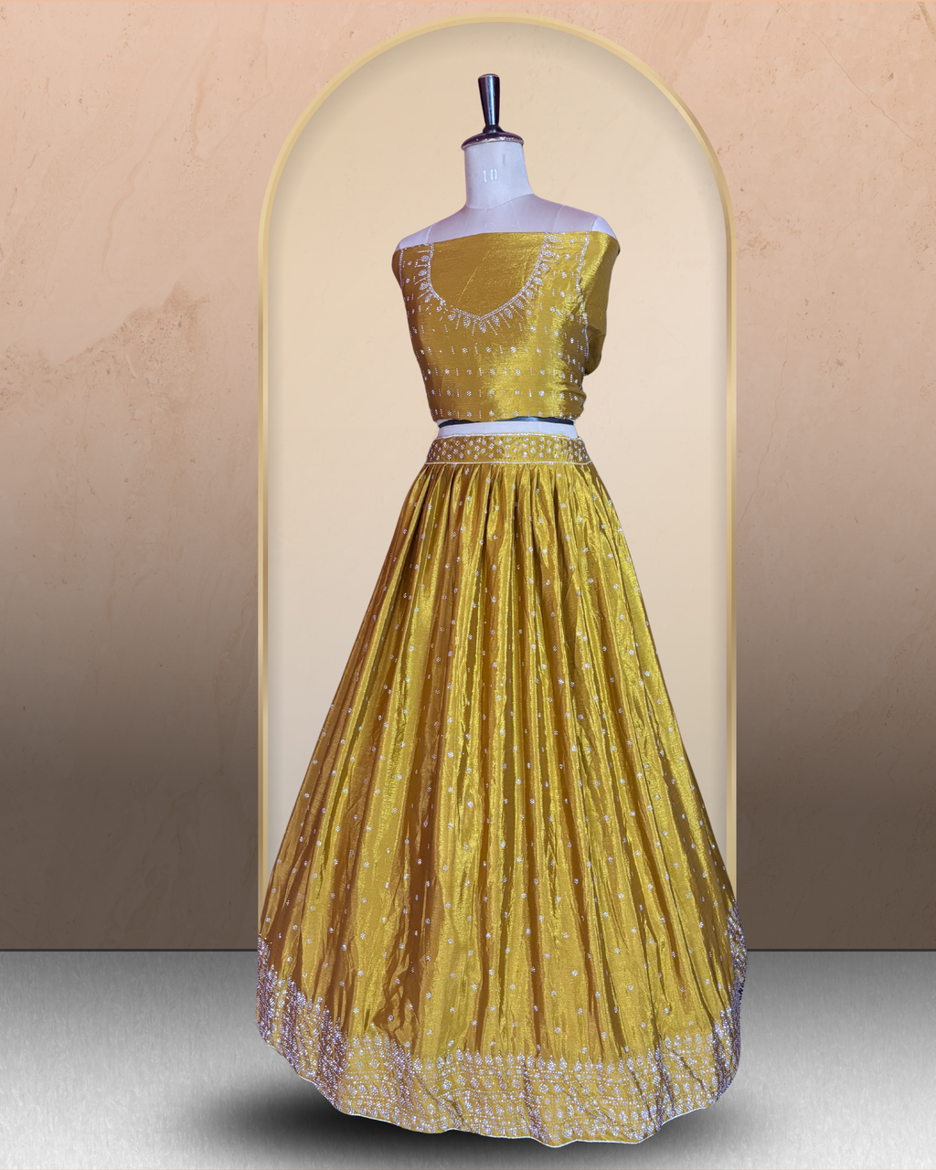 Scalloped Border Shimmer Lehenga