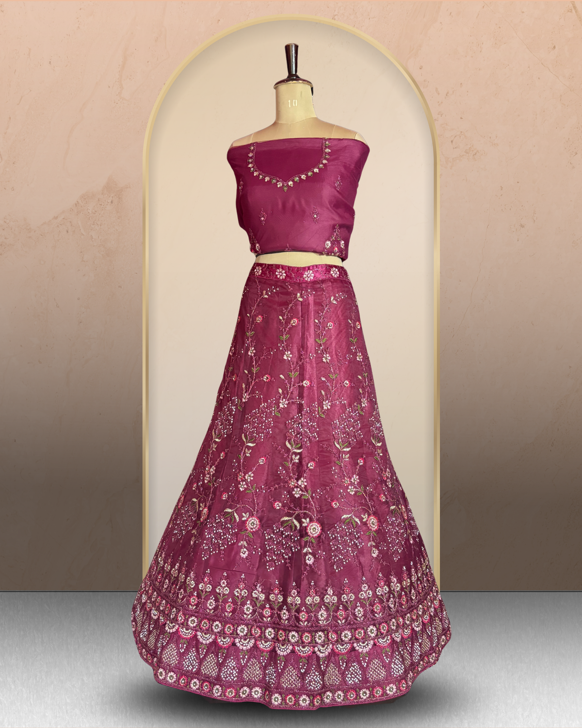 Floral Net Elegance Lehenga