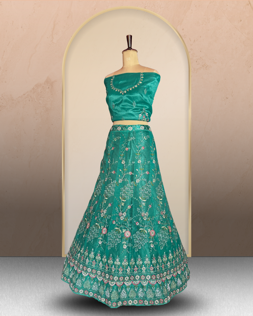Floral Net Elegance Lehenga