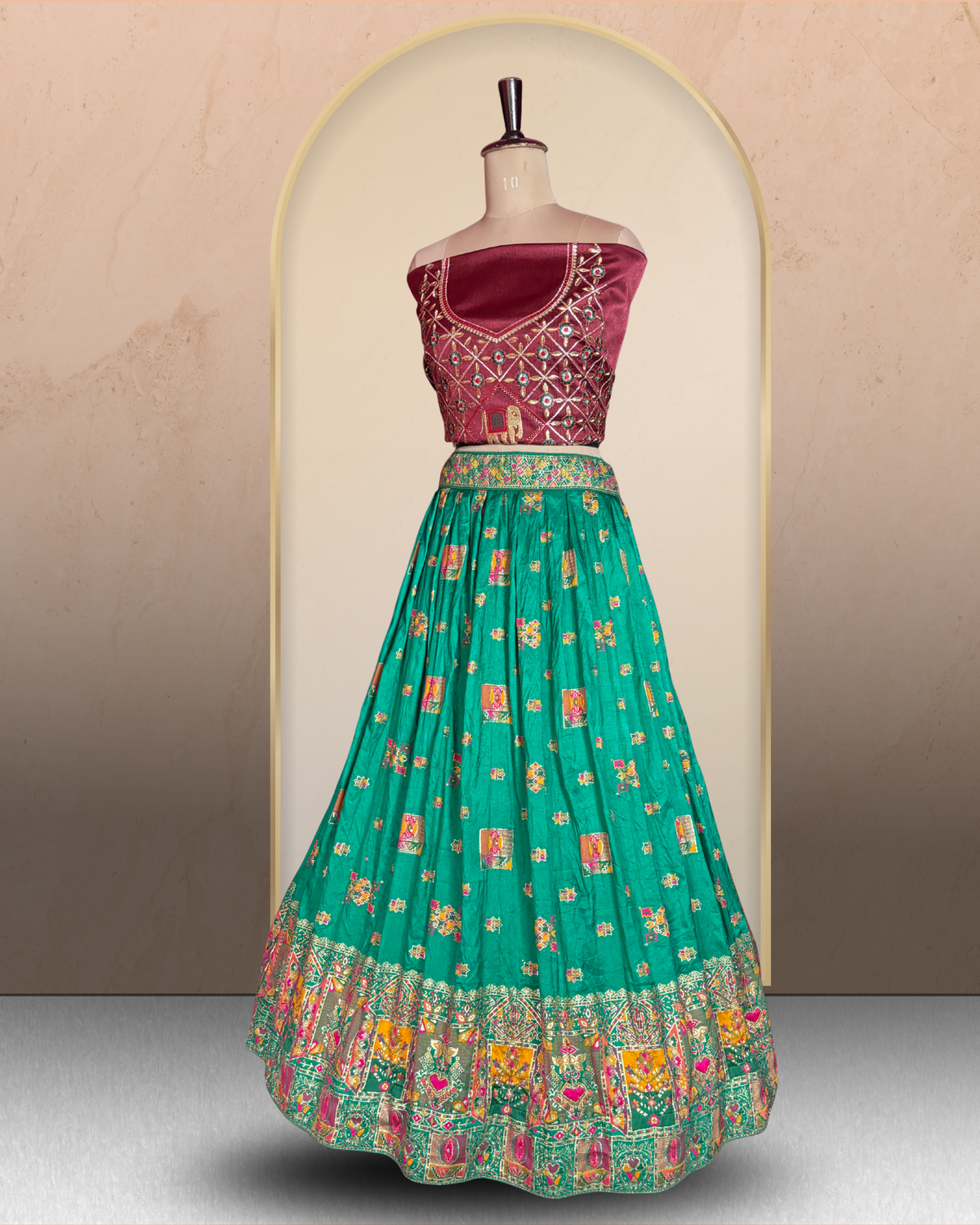 Traditional Silk Embroidered Lehenga