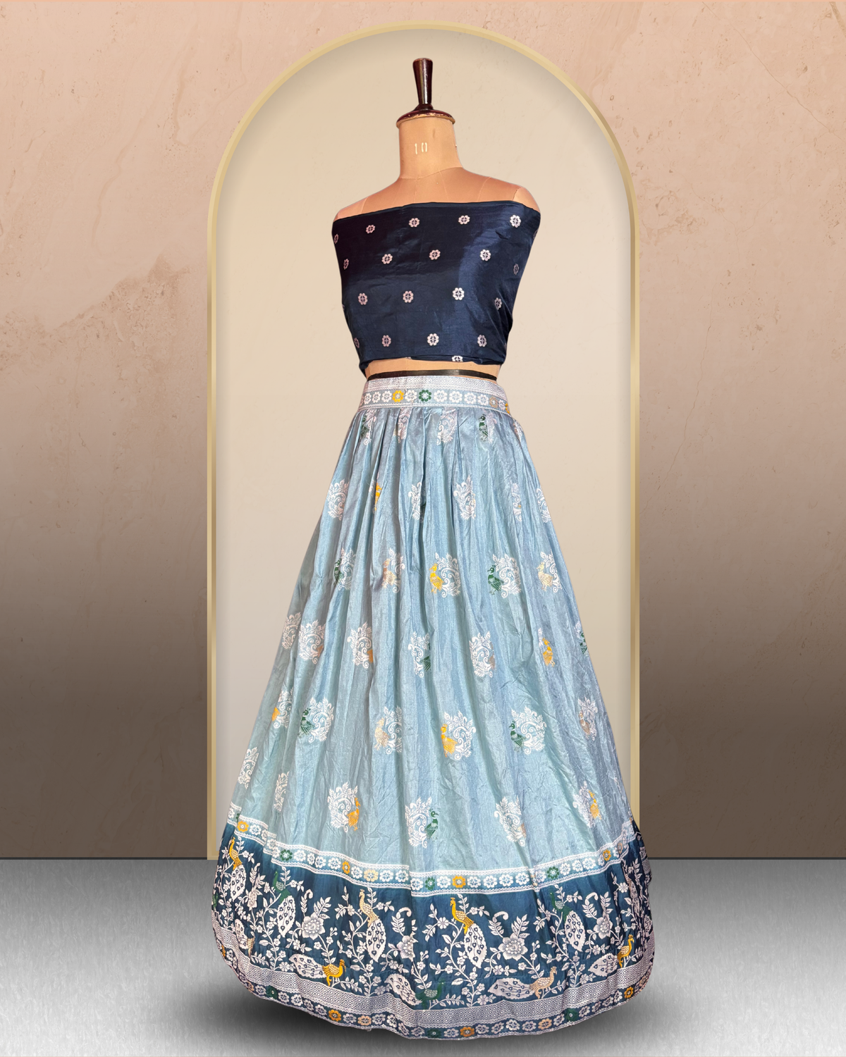 Peacock Floral Printed  Lehenga