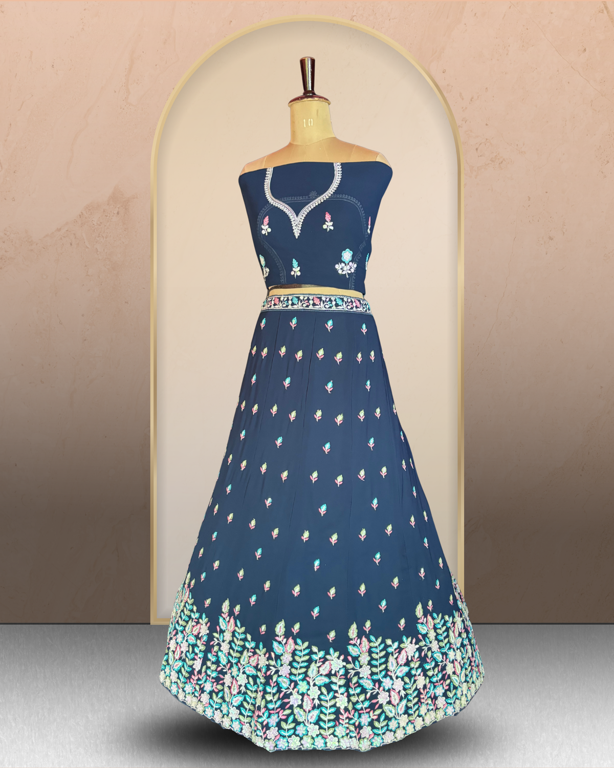 Floral Garden Embroidered Unstitched Lehenga