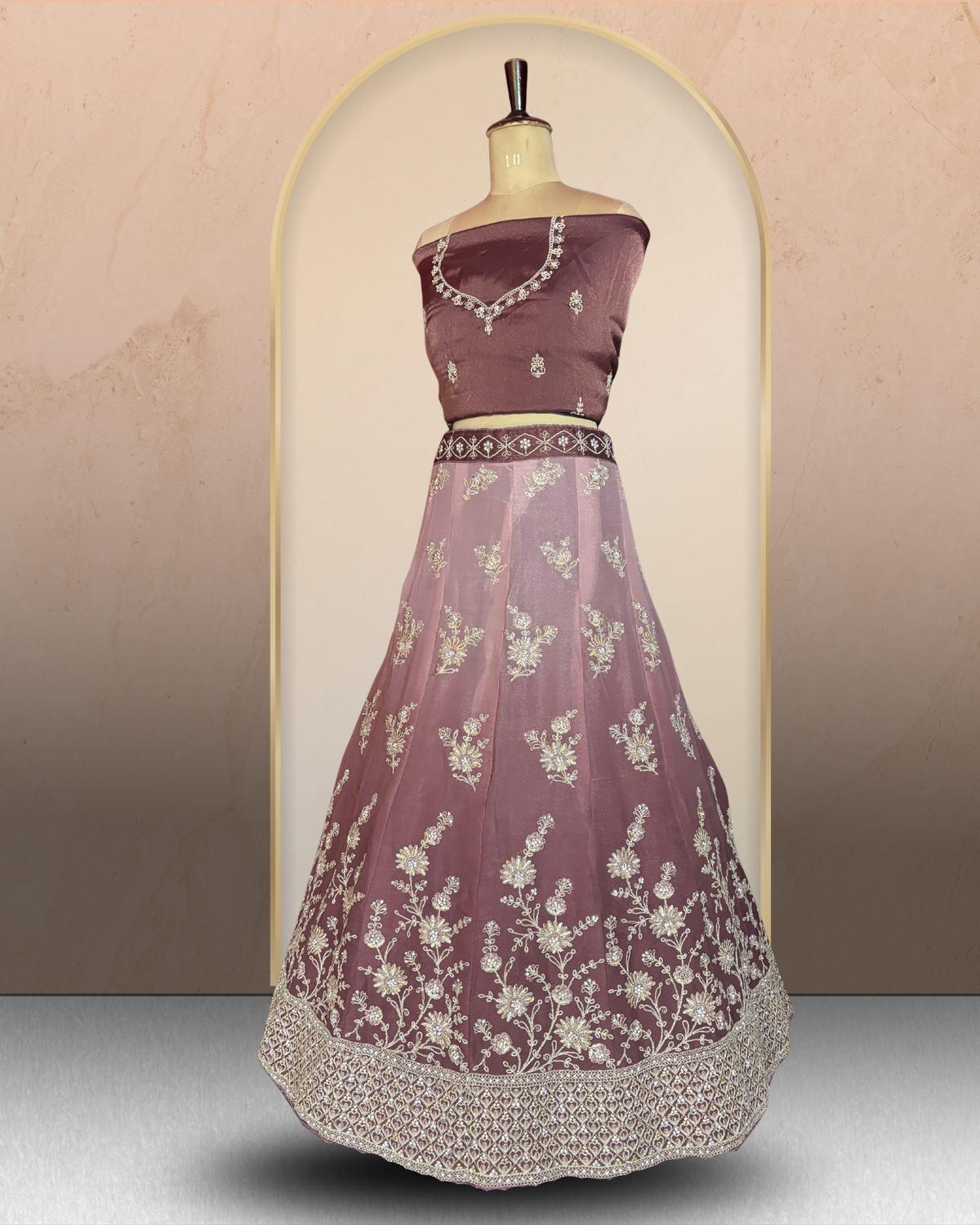 Floral Embroidered Shaded  Lehenga