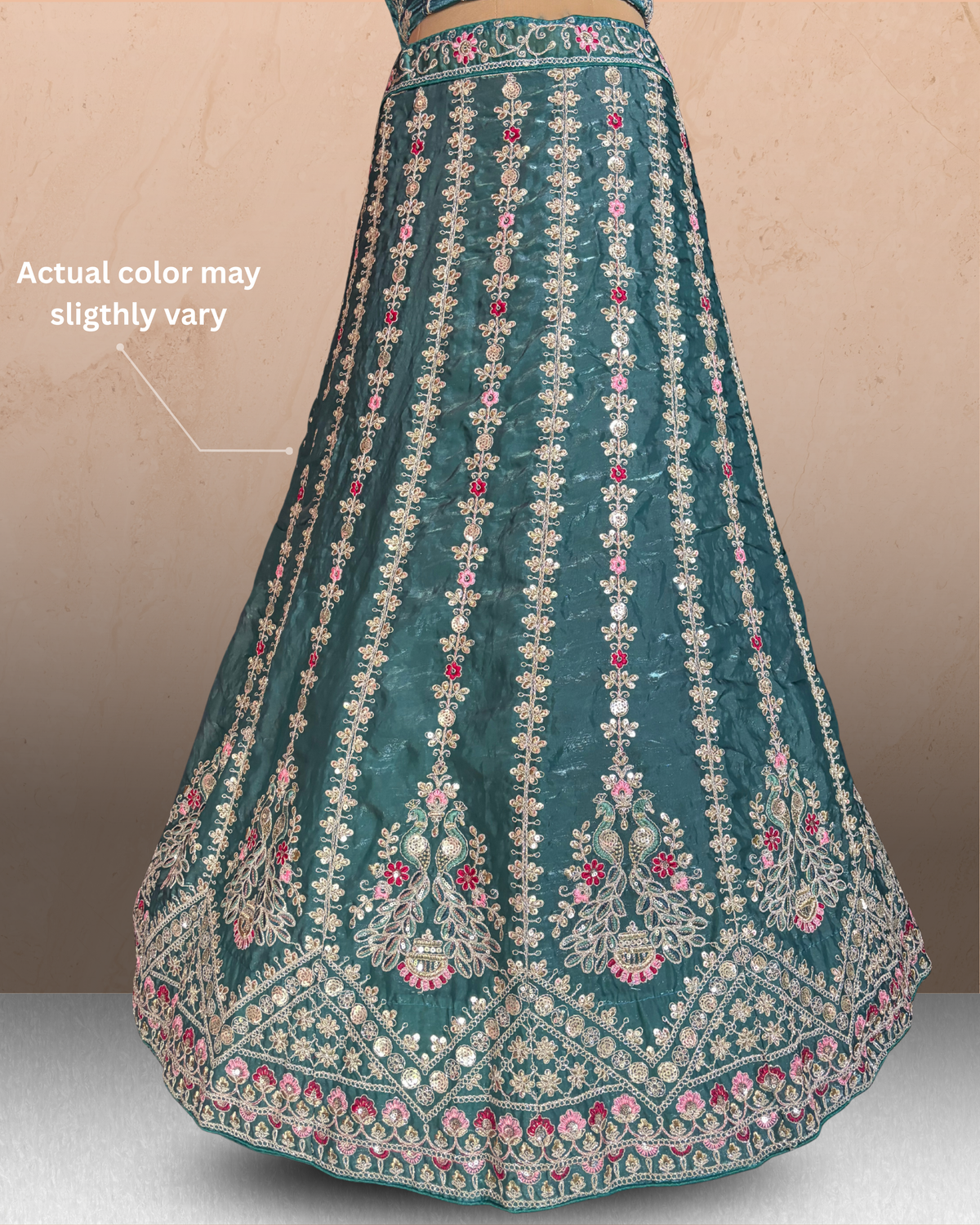 Peacock Floral Embroidered  Lehenga